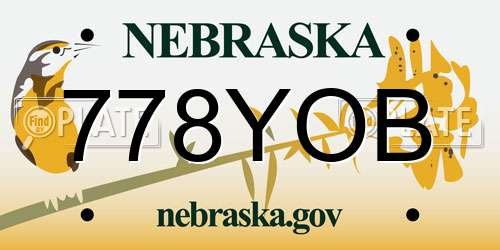 778YOB Nebraska License Plate
