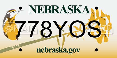 778YOS Nebraska License Plate