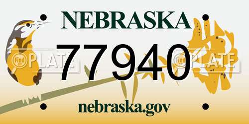 77940 Nebraska License Plate