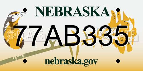 77AB335 Nebraska License Plate