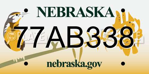 77AB338 Nebraska License Plate