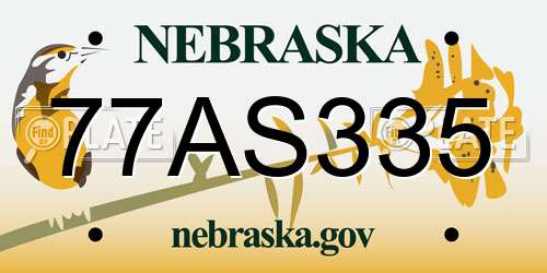 77AS335 Nebraska License Plate