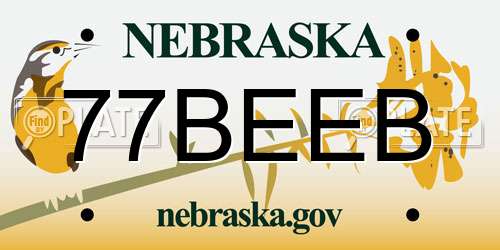77BEEB Nebraska License Plate