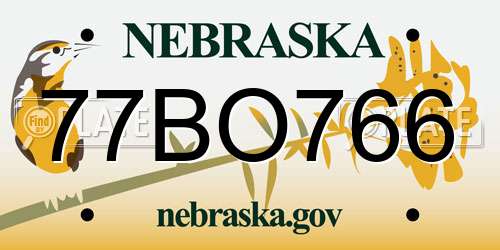 77BO766 Nebraska License Plate