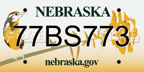 77BS773 Nebraska License Plate