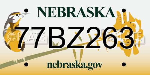 77BZ263 Nebraska License Plate