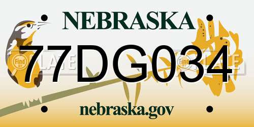 77DG034 Nebraska License Plate
