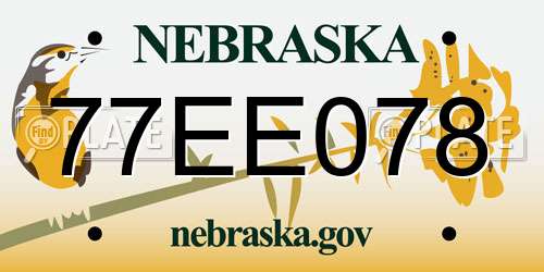 77EE078 Nebraska License Plate