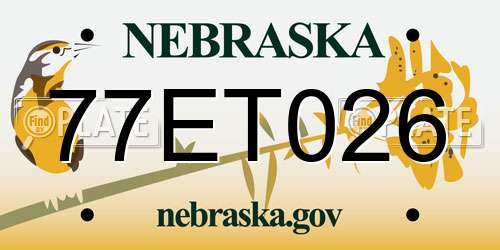 77ET026 Nebraska License Plate