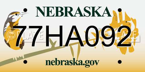 77HA092 Nebraska License Plate
