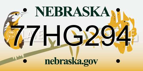 77HG294 Nebraska License Plate