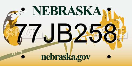 77JB258 Nebraska License Plate