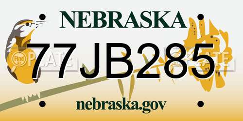77JB285 Nebraska License Plate