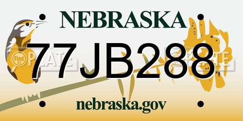 77JB288 Nebraska License Plate