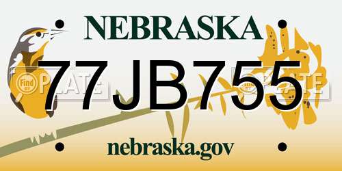 77JB755 Nebraska License Plate