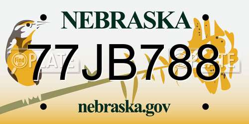 77JB788 Nebraska License Plate