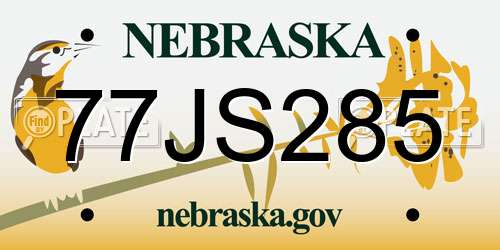 77JS285 Nebraska License Plate