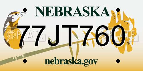 77JT760 Nebraska License Plate