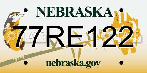 77RE122 Nebraska License Plate
