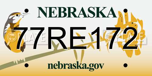 77RE172 Nebraska License Plate