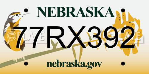 77RX392 Nebraska License Plate
