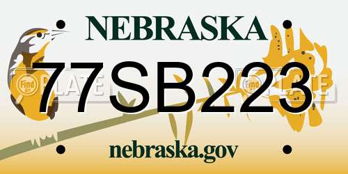 77SB223 Nebraska License Plate