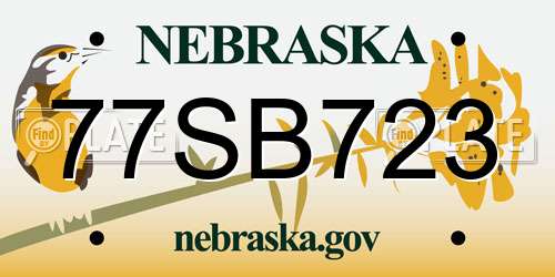 77SB723 Nebraska License Plate