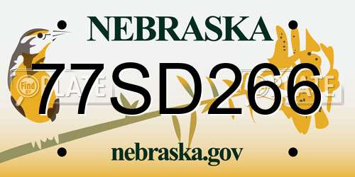 77SD266 Nebraska License Plate