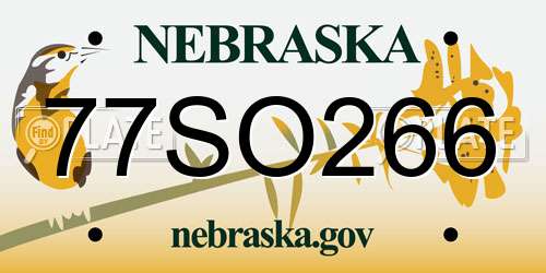 77SO266 Nebraska License Plate