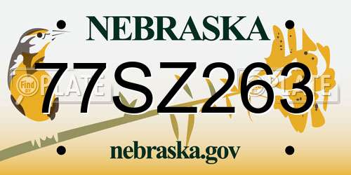 77SZ263 Nebraska License Plate