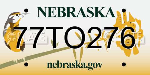 77TO276 Nebraska License Plate