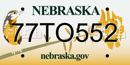 77TO552 Nebraska License Plate