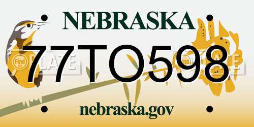 77TO598 Nebraska License Plate