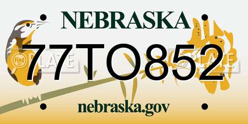 77TO852 Nebraska License Plate
