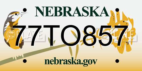 77TO857 Nebraska License Plate