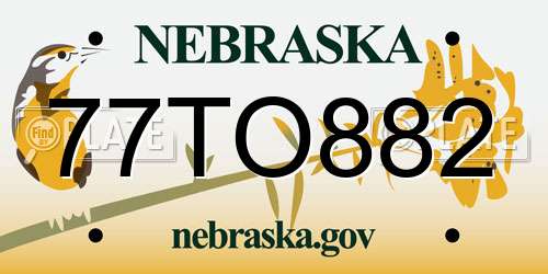 77TO882 Nebraska License Plate