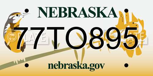 77TO895 Nebraska License Plate