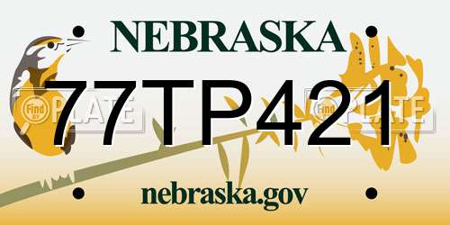 77TP421 Nebraska License Plate