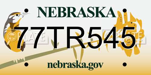77TR545 Nebraska License Plate