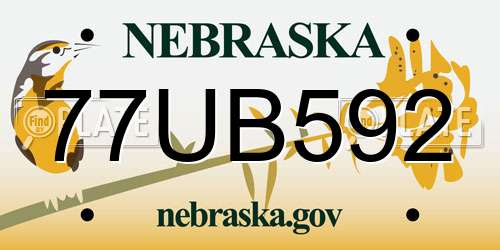 77UB592 Nebraska License Plate