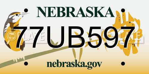 77UB597 Nebraska License Plate