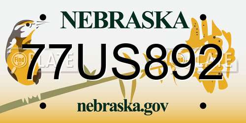 77US892 Nebraska License Plate