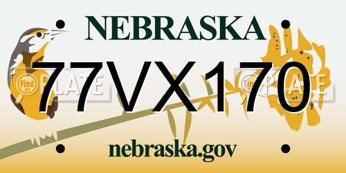 77VX170 Nebraska License Plate
