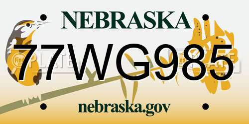77WG985 Nebraska License Plate