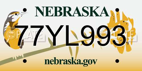 77YL993 Nebraska License Plate