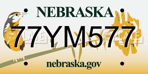 77YM577 Nebraska License Plate
