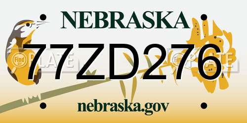 77ZD276 Nebraska License Plate