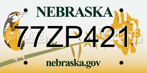 77ZP421 Nebraska License Plate