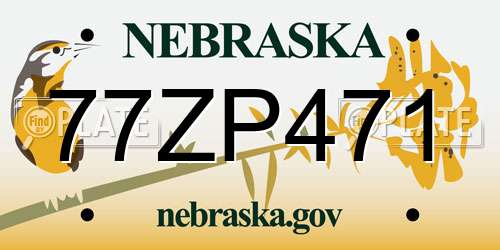 77ZP471 Nebraska License Plate