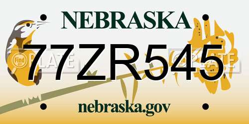 77ZR545 Nebraska License Plate